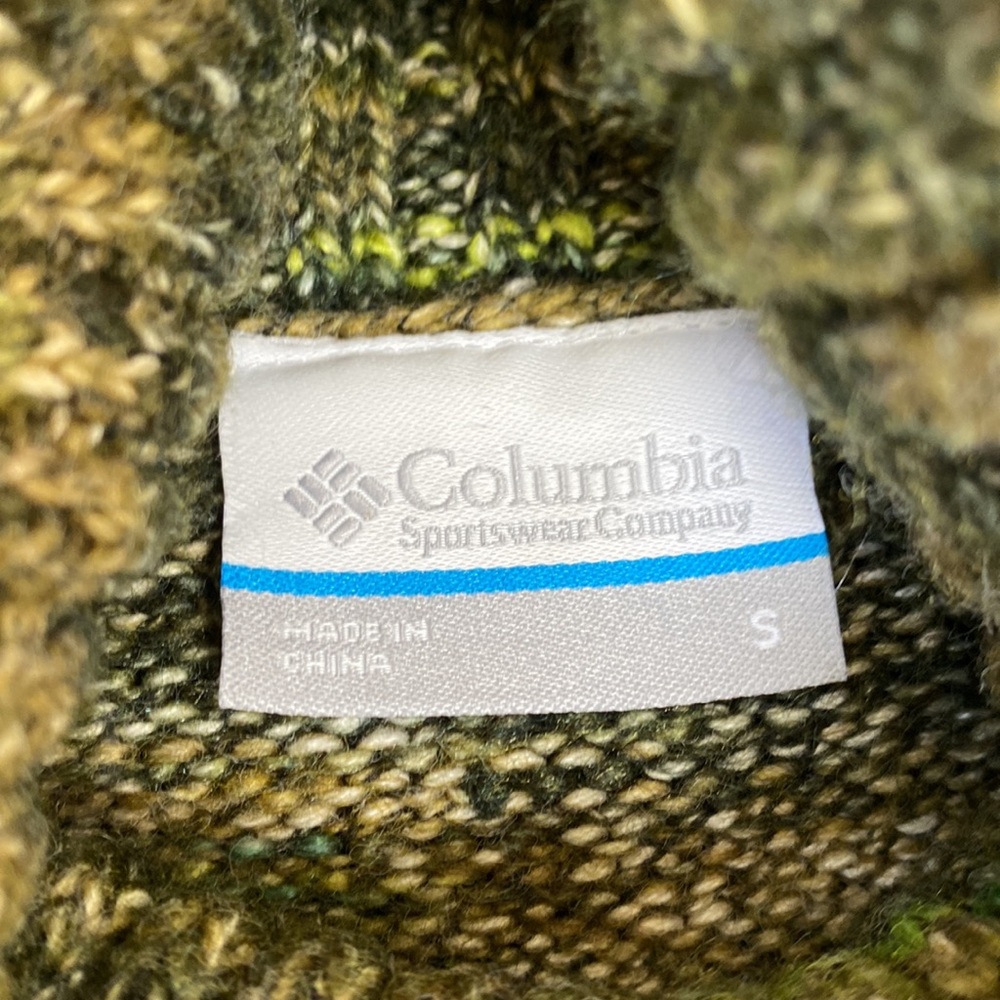 Columbia Sweater Green Marled Knit Turtleneck Size Small Cotton - Picture 7 of 9